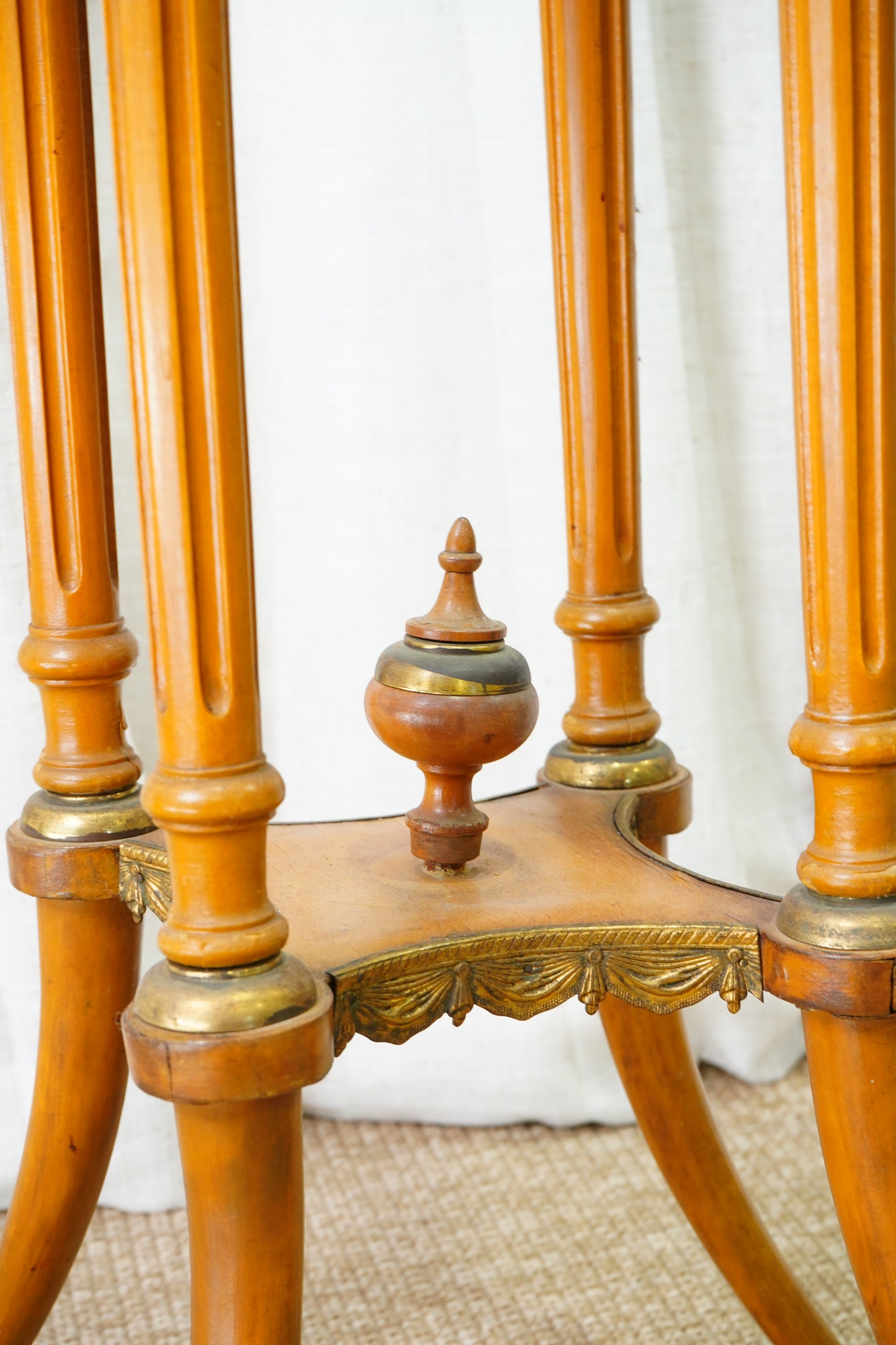 Vintage Louis XVI Style Fruitwood Jardinière Stand with Onyx Top