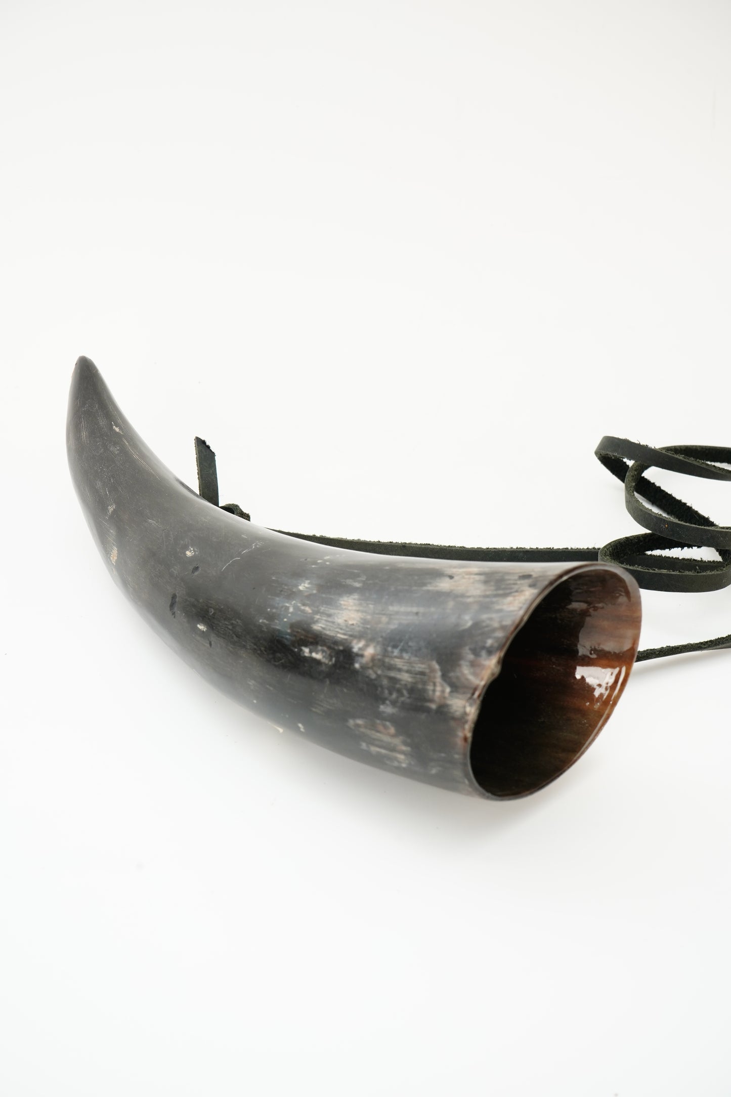 Viking Style Horn Drinking Cup with Leather Strap