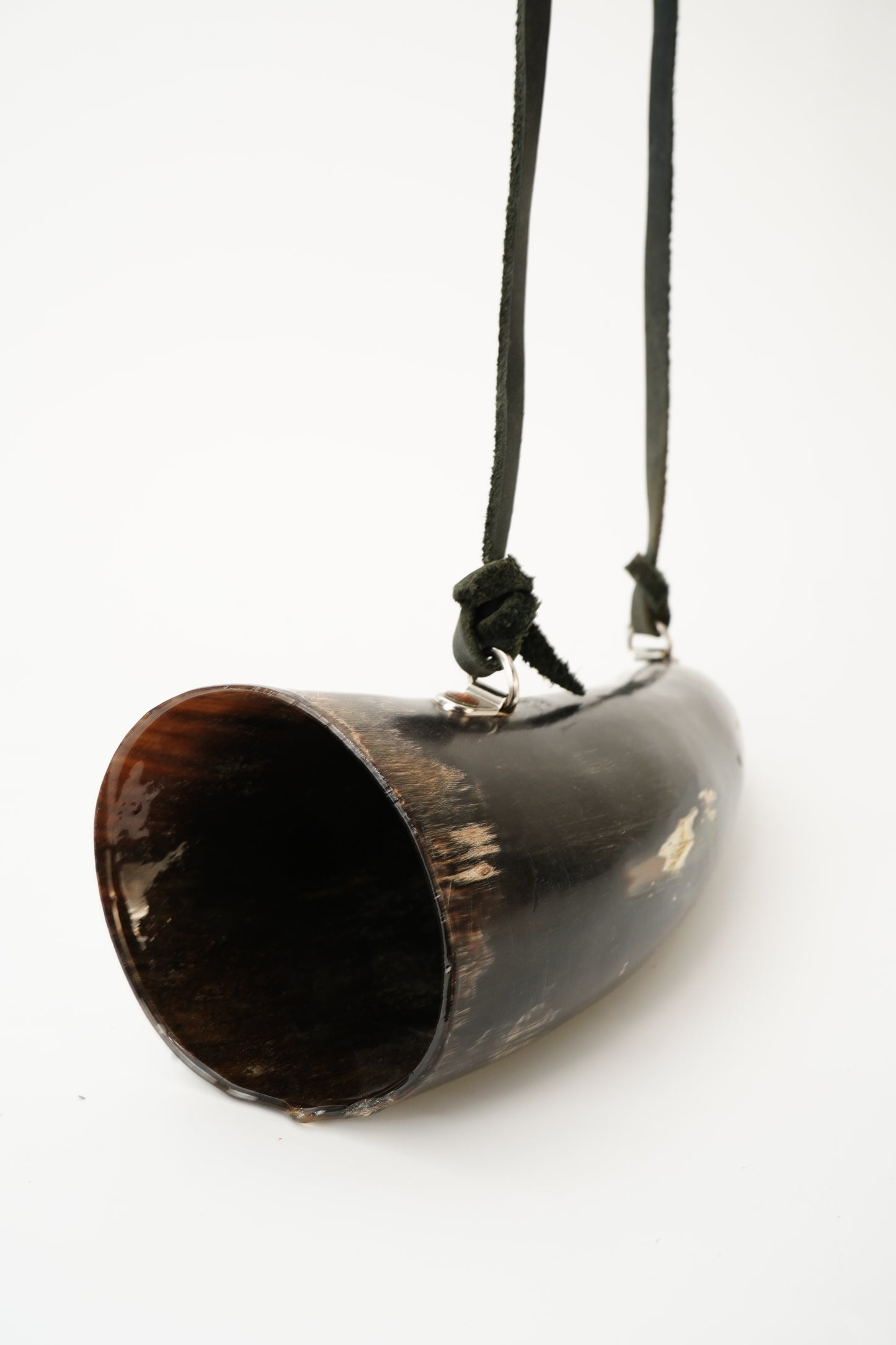 Viking Style Horn Drinking Cup with Leather Strap