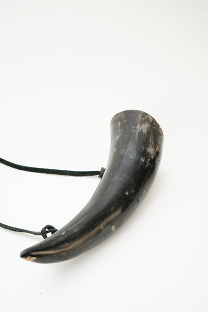 Viking Style Horn Drinking Cup with Leather Strap