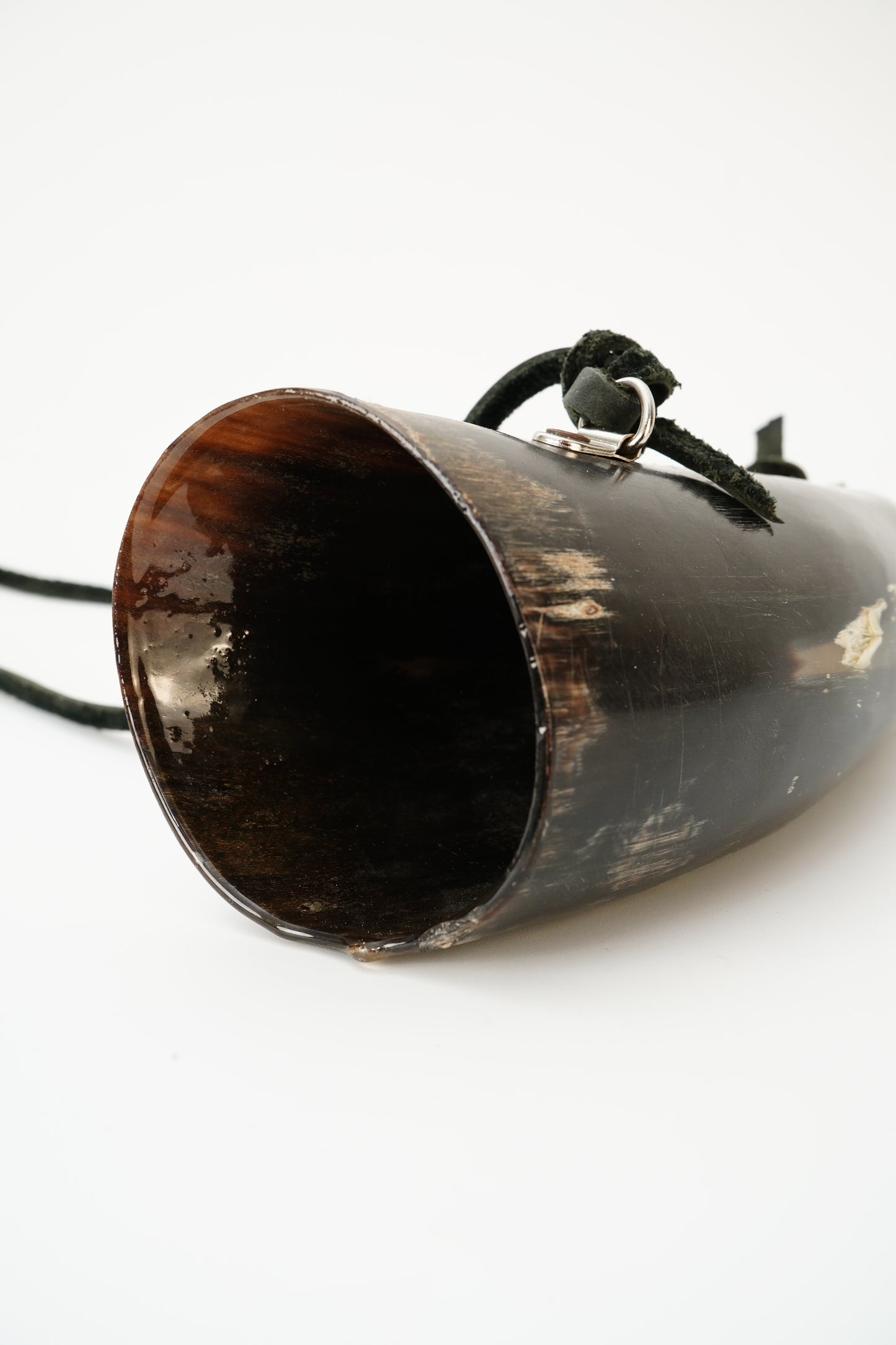 Viking Style Horn Drinking Cup with Leather Strap