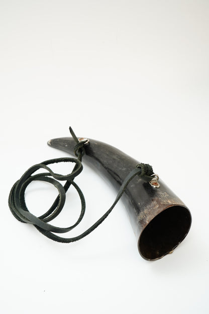 Viking Style Horn Drinking Cup with Leather Strap