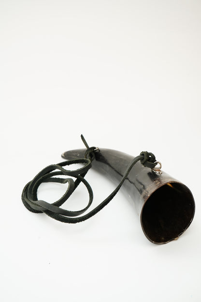Viking Style Horn Drinking Cup with Leather Strap