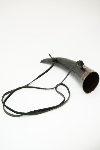 Viking Style Horn Drinking Cup with Leather Strap