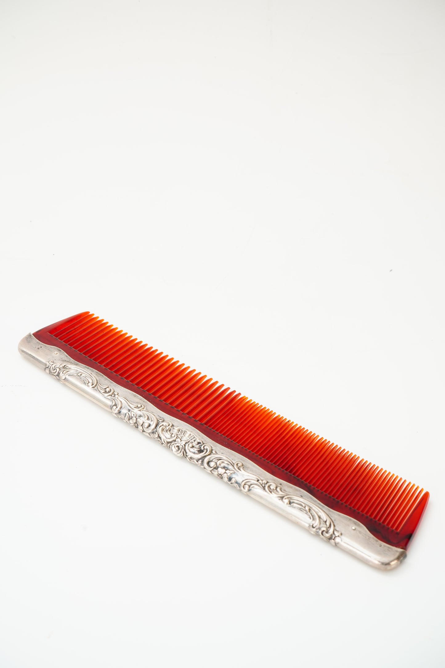 Gorham Sterling Silver Mounted Red Vanity Comb