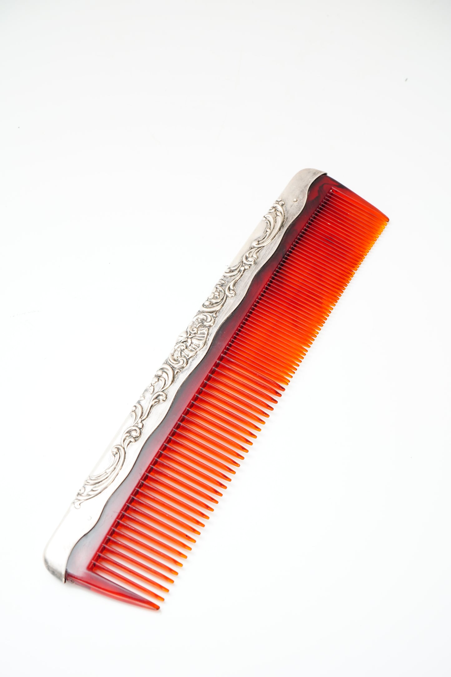 Gorham Sterling Silver Mounted Red Vanity Comb
