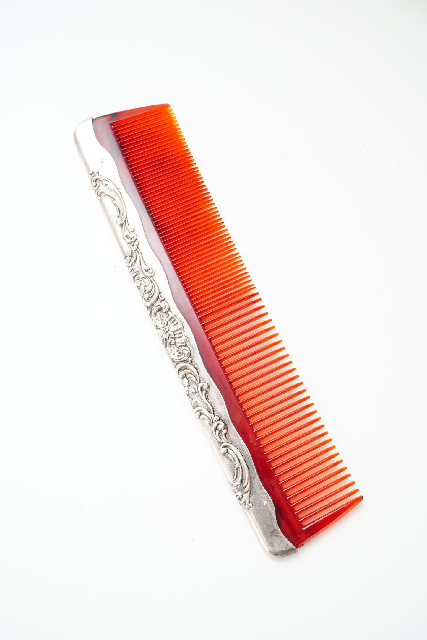 Gorham Sterling Silver Mounted Red Vanity Comb