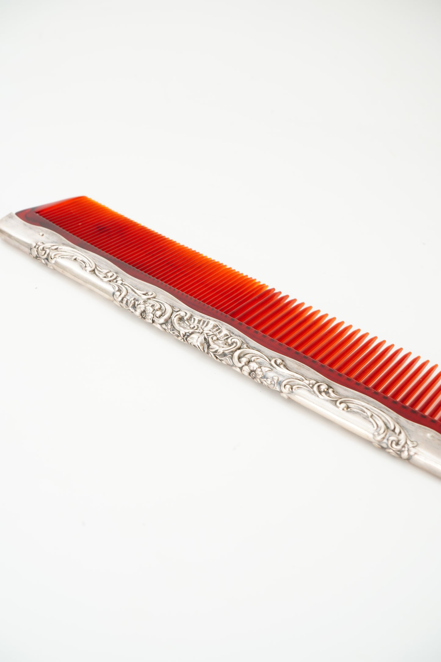 Gorham Sterling Silver Mounted Red Vanity Comb