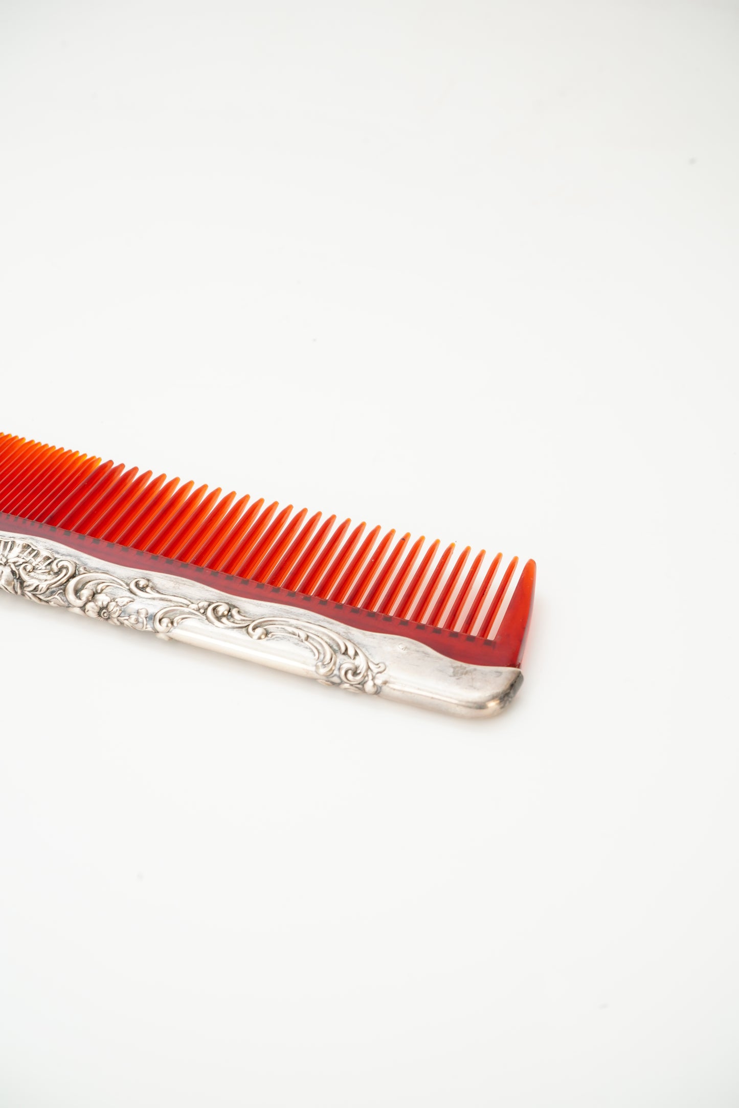 Gorham Sterling Silver Mounted Red Vanity Comb
