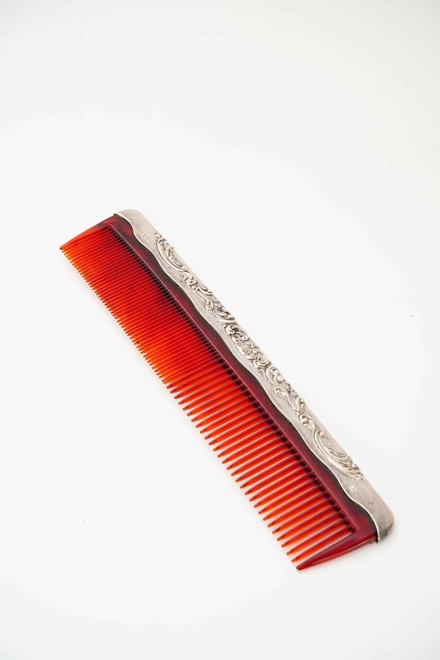 Gorham Sterling Silver Mounted Red Vanity Comb