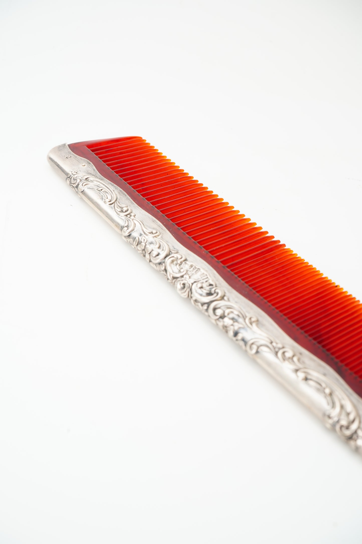 Gorham Sterling Silver Mounted Red Vanity Comb