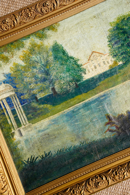 Antique Signed European Country House Oil Painting, Circa 1900