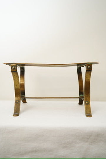 Antique French Brass Trivet or Iron Rest Stand, Riveted Slat Top, c. 1890–1930