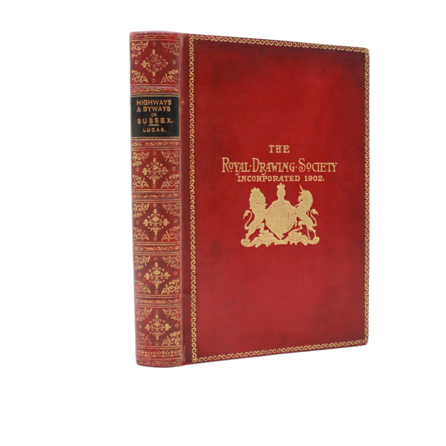 1912 "Highways and Byways in Sussex" Red Full Leather Prize Binding Book
