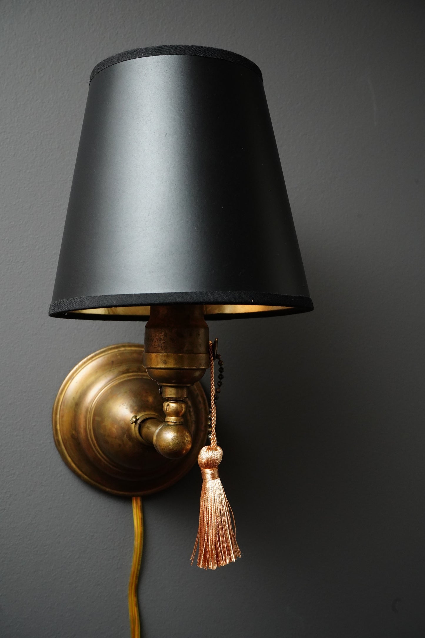 Vintage Brass Plug-In Wall Sconce