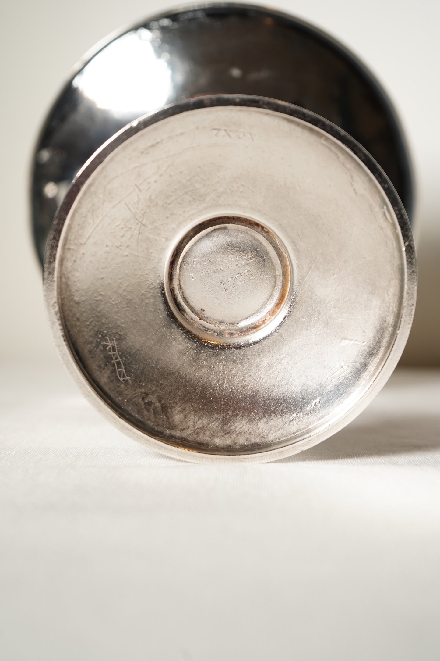 Antique Meriden Britannia Silverplate Aesthetic Movement Tazza with Etched Floral Dish