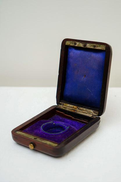 Antique Rosewood Pocket Watch Box with Mother-of-Pearl Monogram