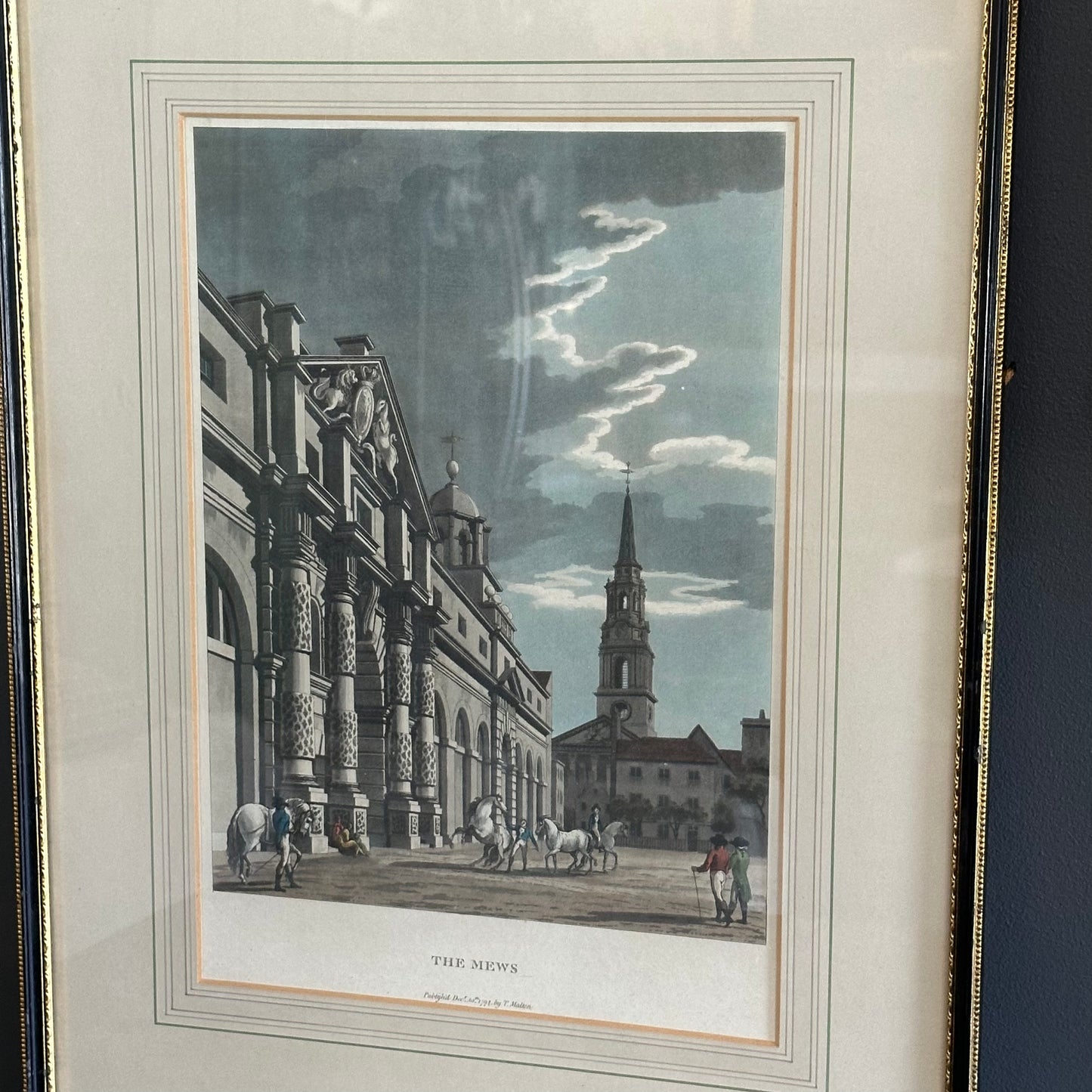 1794 "The Mews" Hand Colored Aquatint Print by Thomas Malton the Younger (1748-1804)