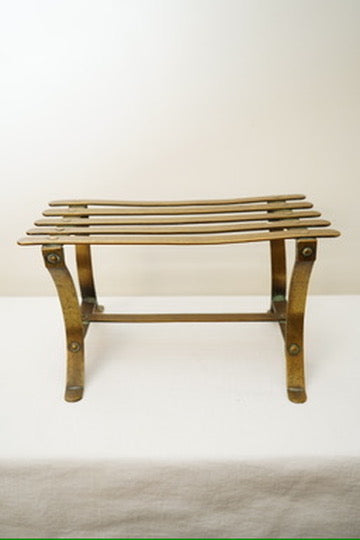Antique French Brass Trivet or Iron Rest Stand, Riveted Slat Top, c. 1890–1930