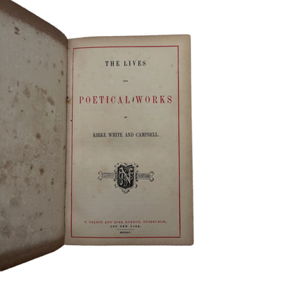 1855 Poetical Works of White & Campbell Green Leather Poetry Book