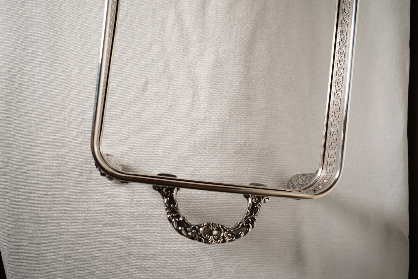 Antique Silver Plated Casserole Dish Holder Stand with Pierced Gallery