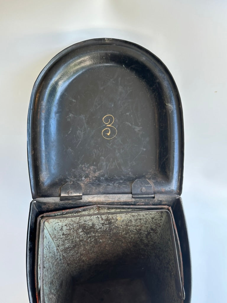 Antique European Hand‑Painted Tole Coal Scuttle | Victorian Fireplace Bucket, c.1880