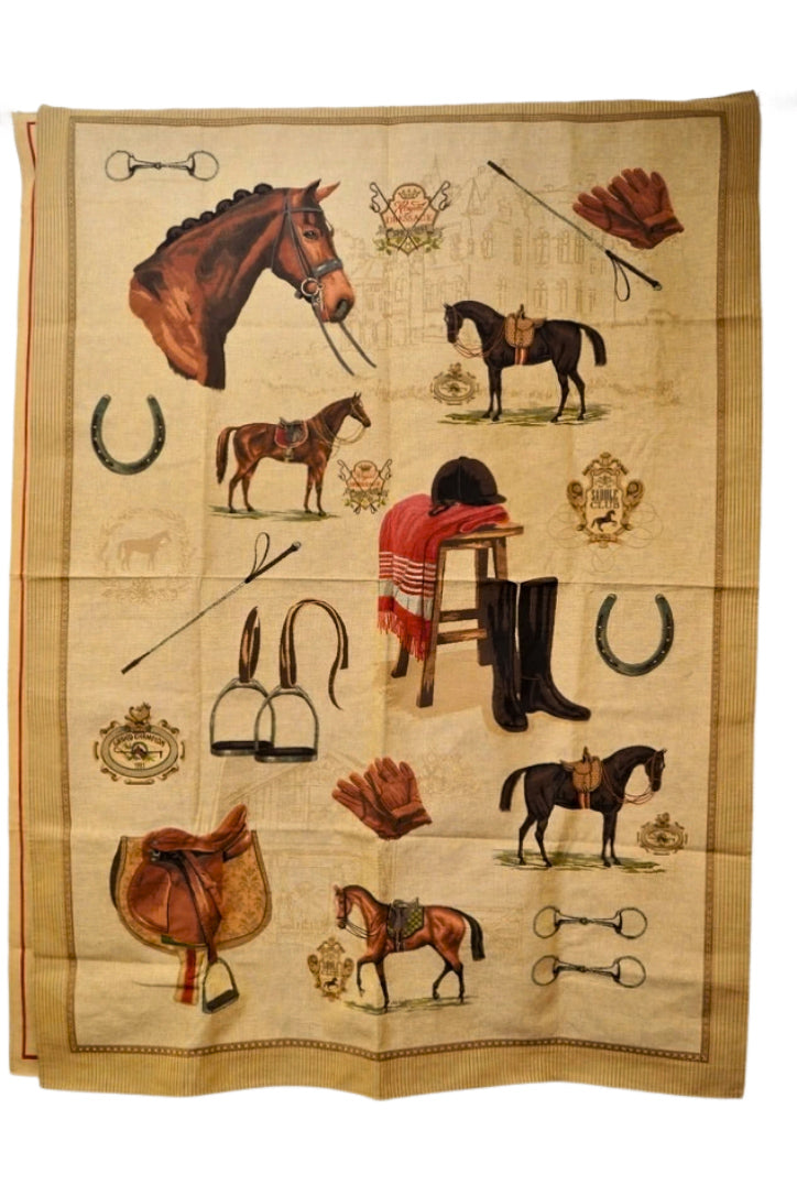 Large Equestrian Wall Tapestry – Dressage Horse Jacquard, European Made NEW