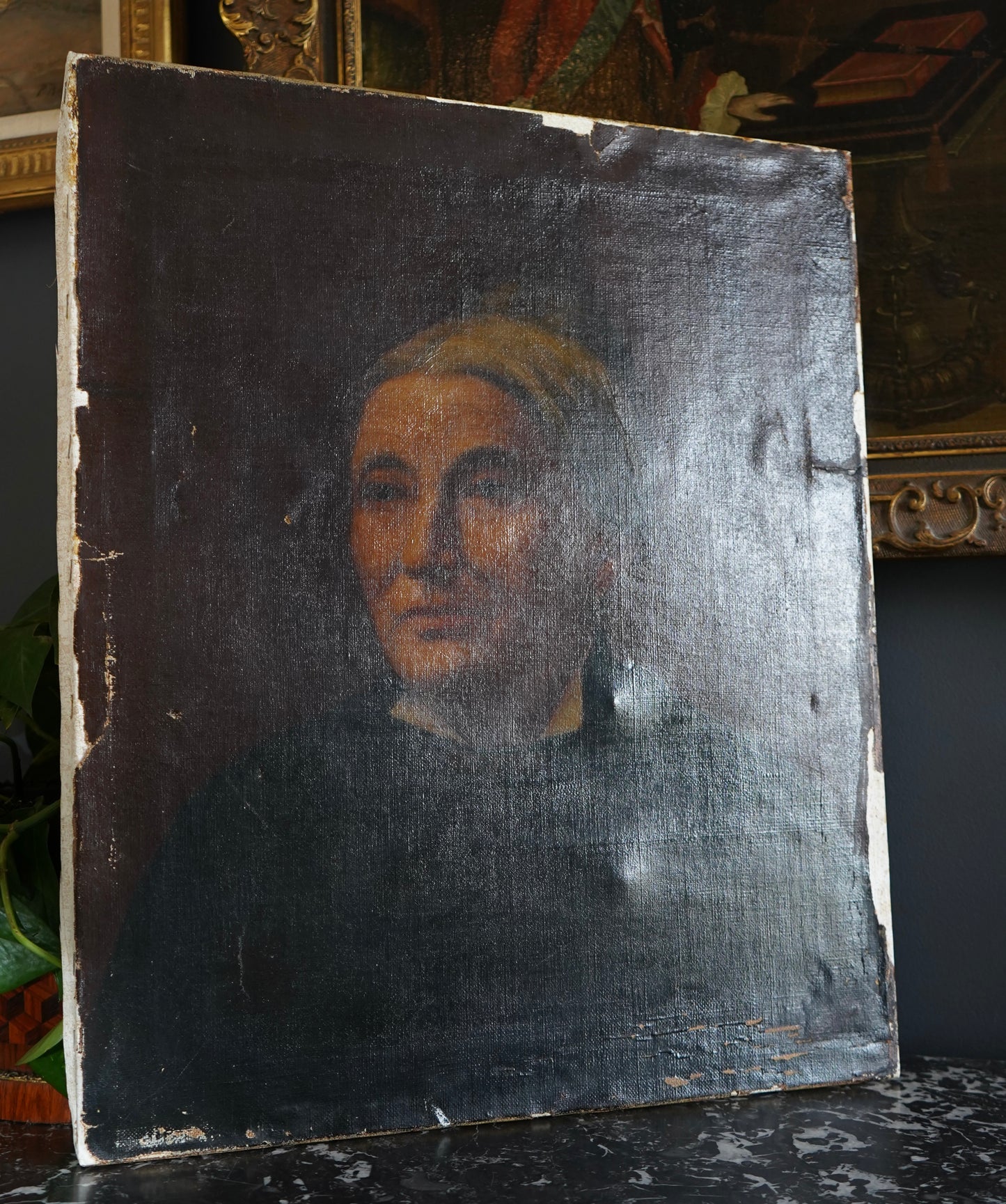 Signed Antique Portrait – 1892 Oil on Canvas, Victorian Woman, 18” x 22”