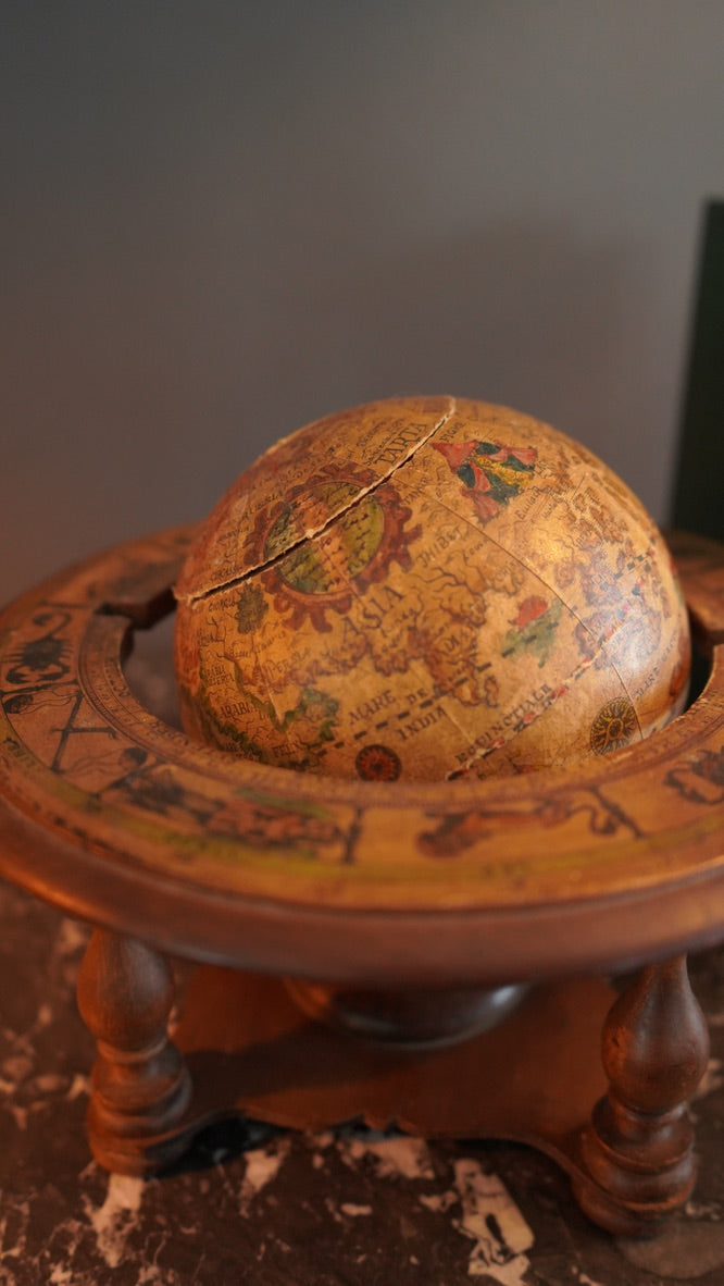 Small Vintage Italian Wooden Globe