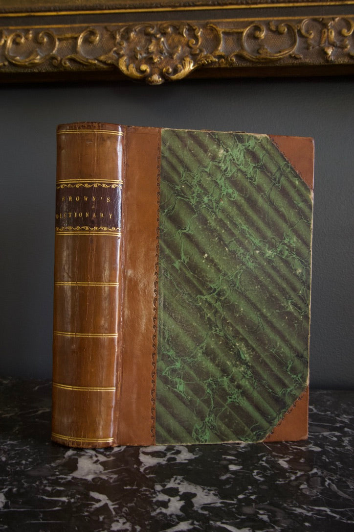 1846 "Brown’s Dictionary of The Holy Bible" Brown Half Leather Book