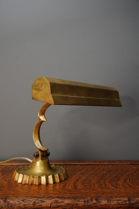 Vintage Brass Adjustable Desk Lamp with Art Deco Profile