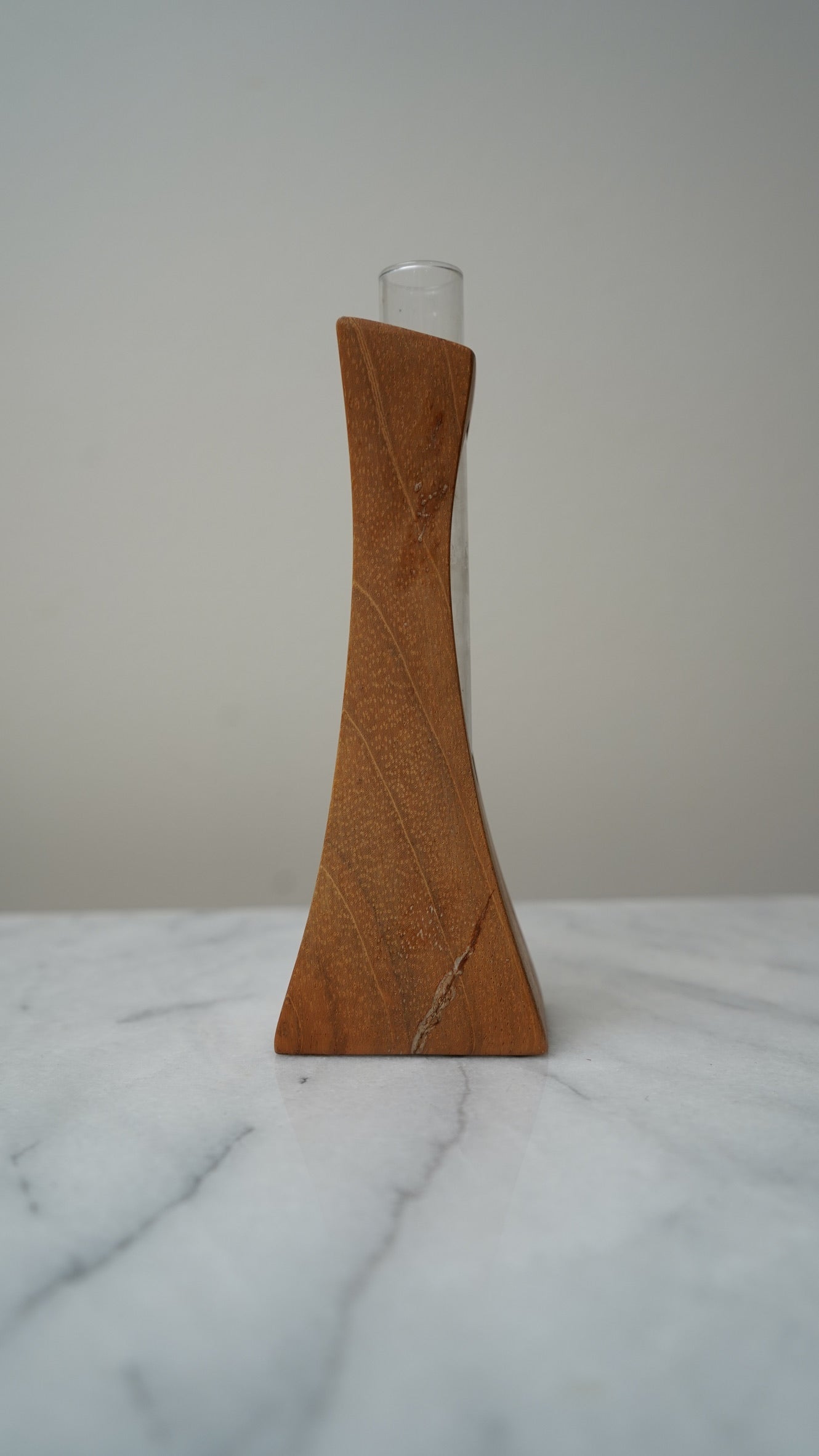 Mid-Century Modern Teak & Glass Bud Vase | Scandinavian Design, 1960s