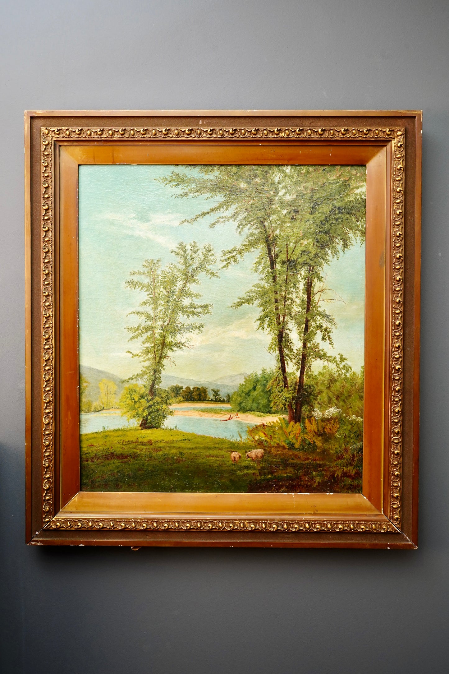 Antique English School Landscape Oil Painting c1860