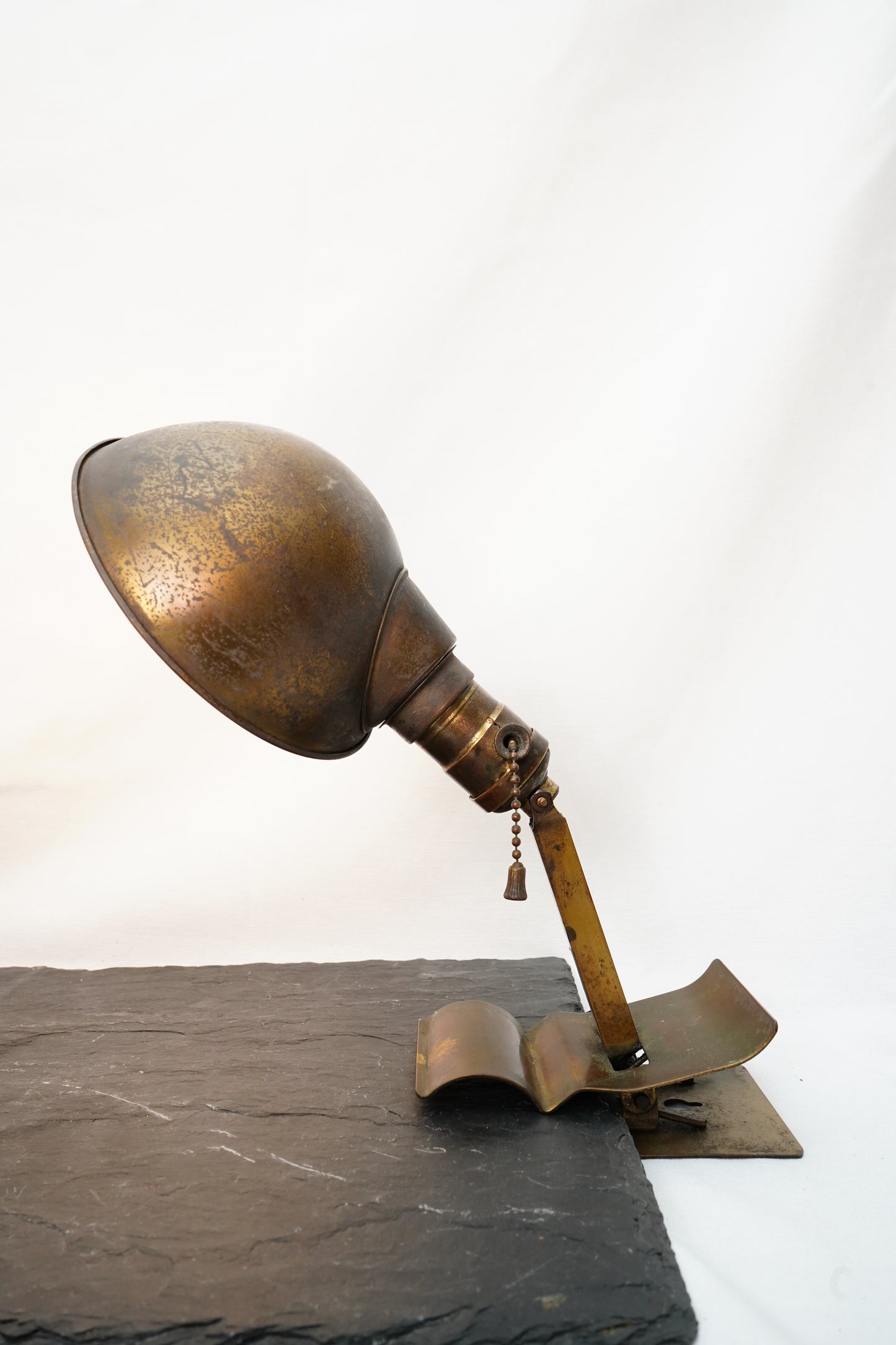 Vintage Brass Industrial Clamp Mount Lamp