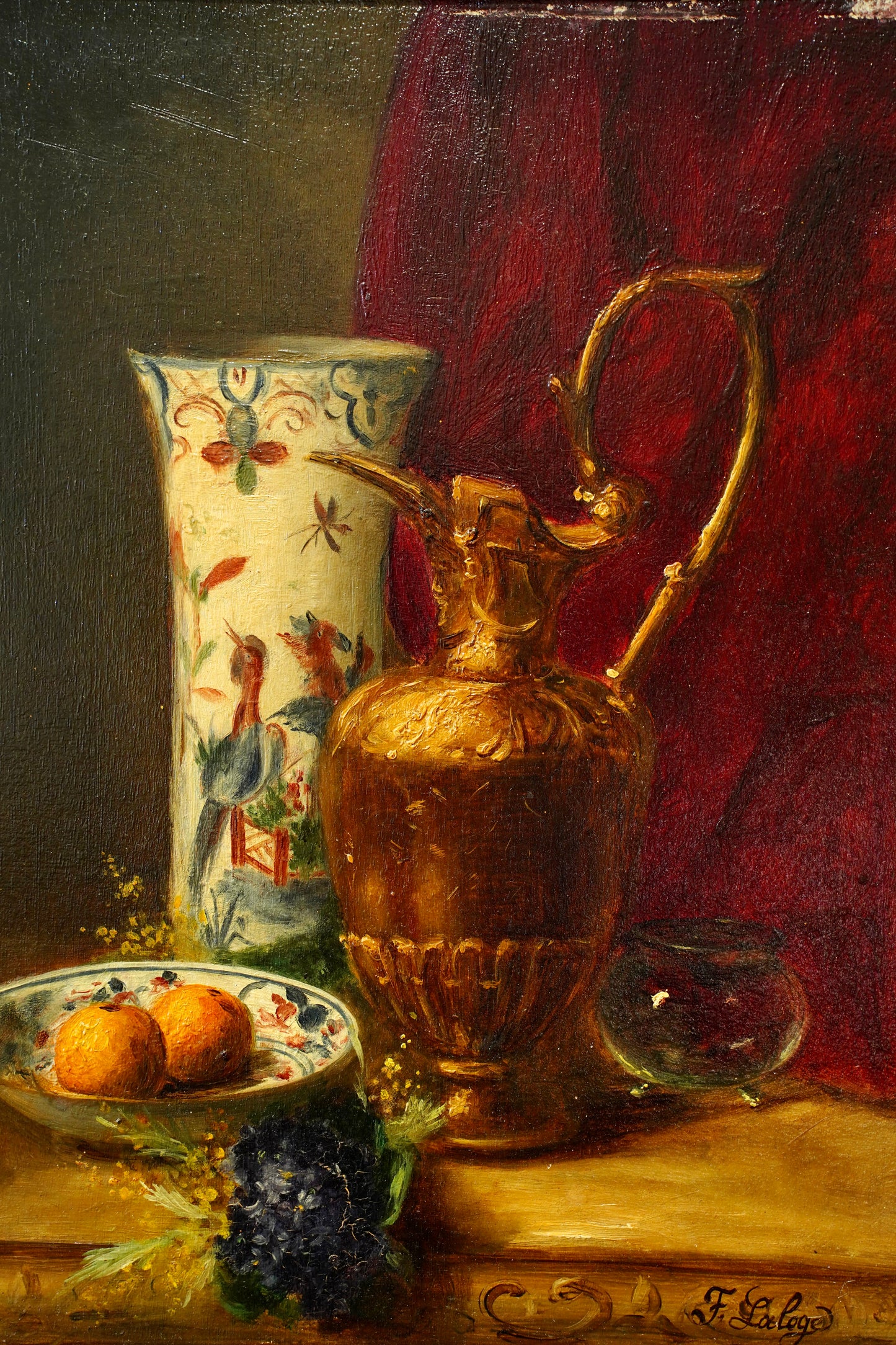 Antique French Oil Painting Still Life, Signed