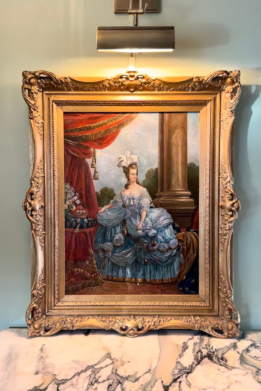 19th Century Portrait of Marie Antoinette, Oil on Board Painting