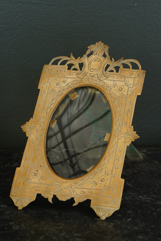 Antique Aesthetic Movement Brass Picture Frame