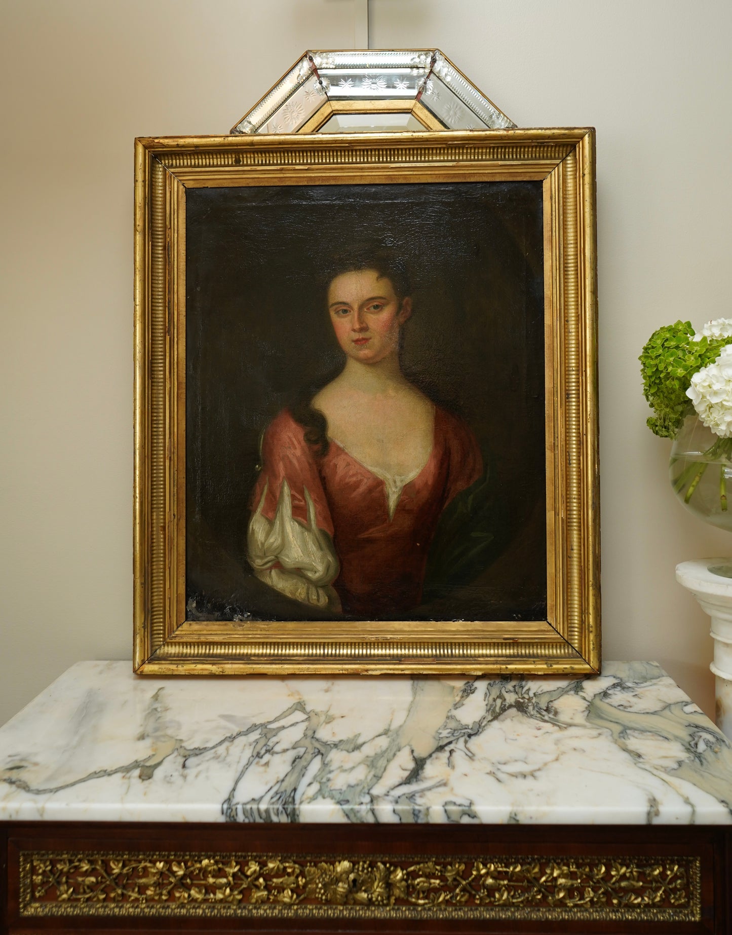 18th Century Georgian Portrait Oil on Canvas Painting, c. 1720–1740