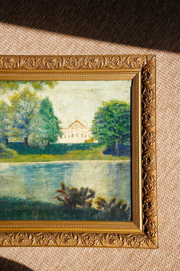 Antique Signed European Country House Oil Painting, Circa 1900