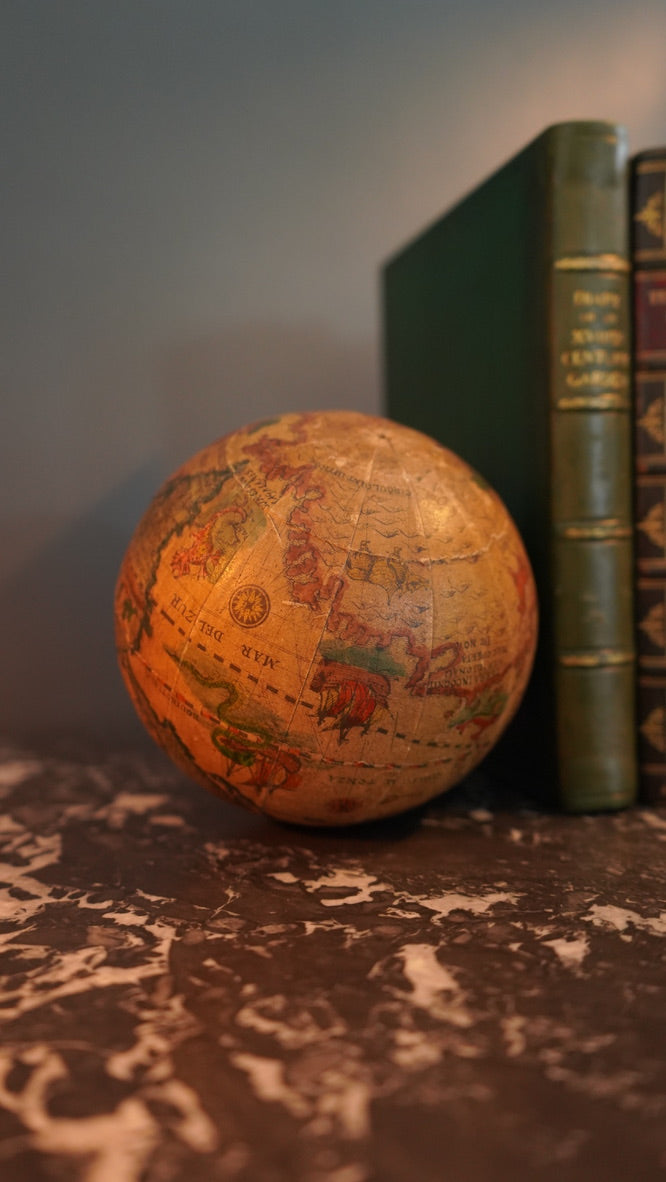 Small Vintage Italian Wooden Globe