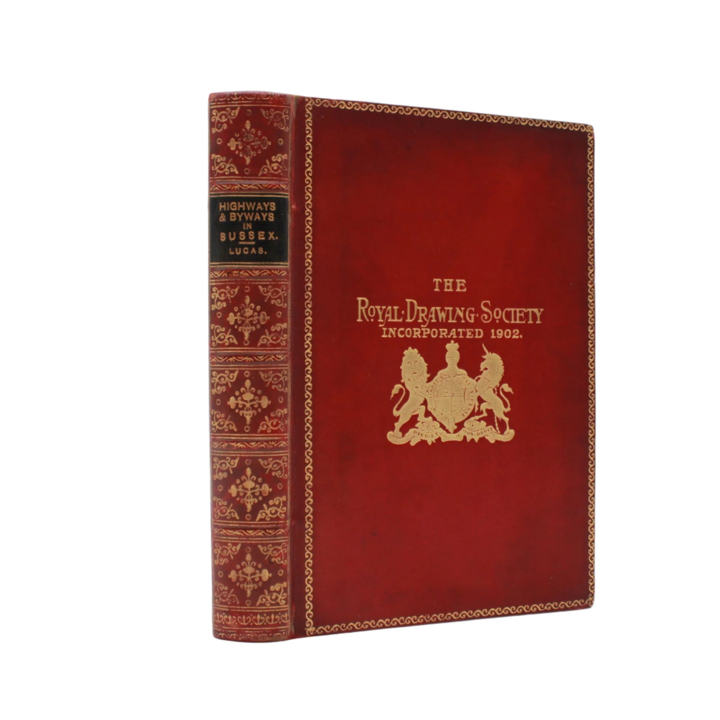 1912 "Highways and Byways in Sussex" Red Full Leather Prize Binding Book