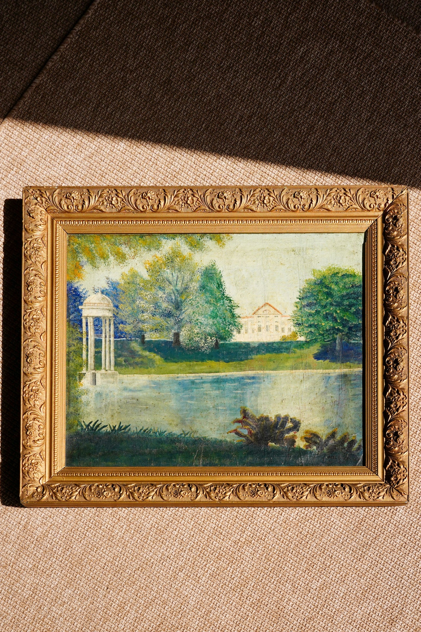 Antique Signed European Country House Oil Painting, Circa 1900