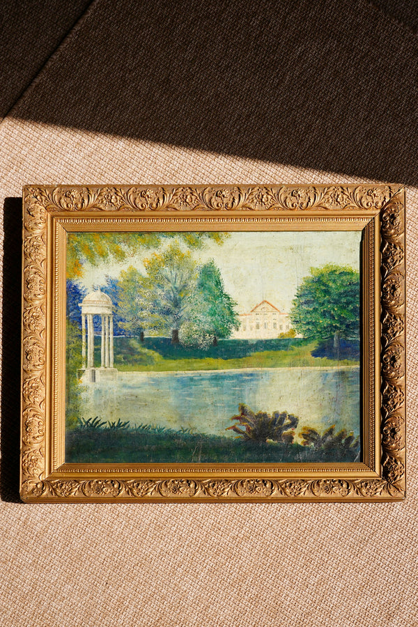 Antique Signed European Country House Oil Painting, Circa 1900