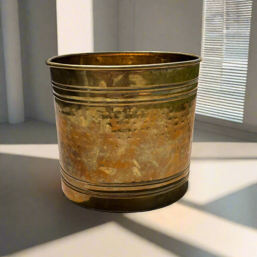 Vintage Brass Planter with Neoclassical Rope Design