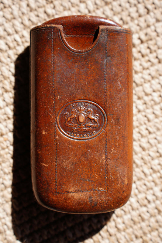Antique Victorian Leather Cigar Case with Match Striker