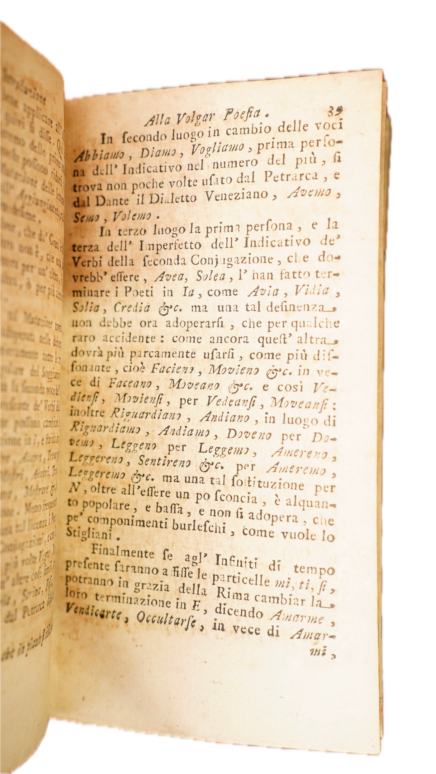 Antique Bisso Introduzione alla Volgar Poesia 1755 Italian