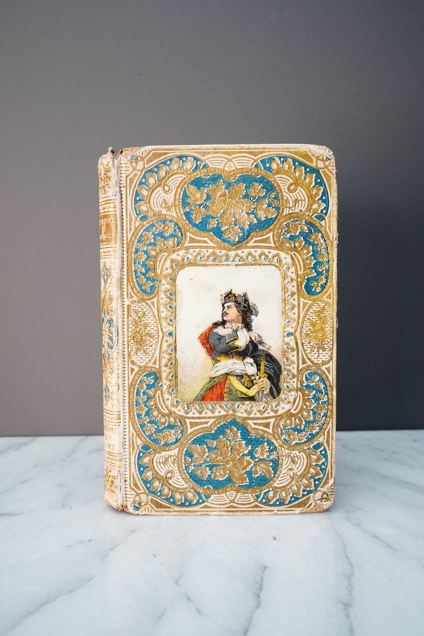 1856 French History Cartonnage Prize Book Bertrand du Guesclin Mame