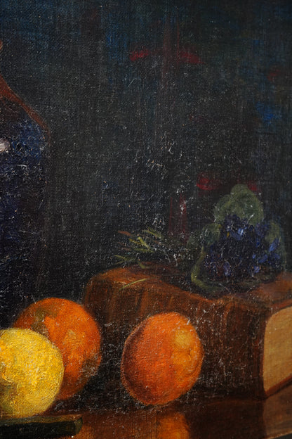 Antique 1904 Still Life Oil Painting on Canvas Signed K.E.