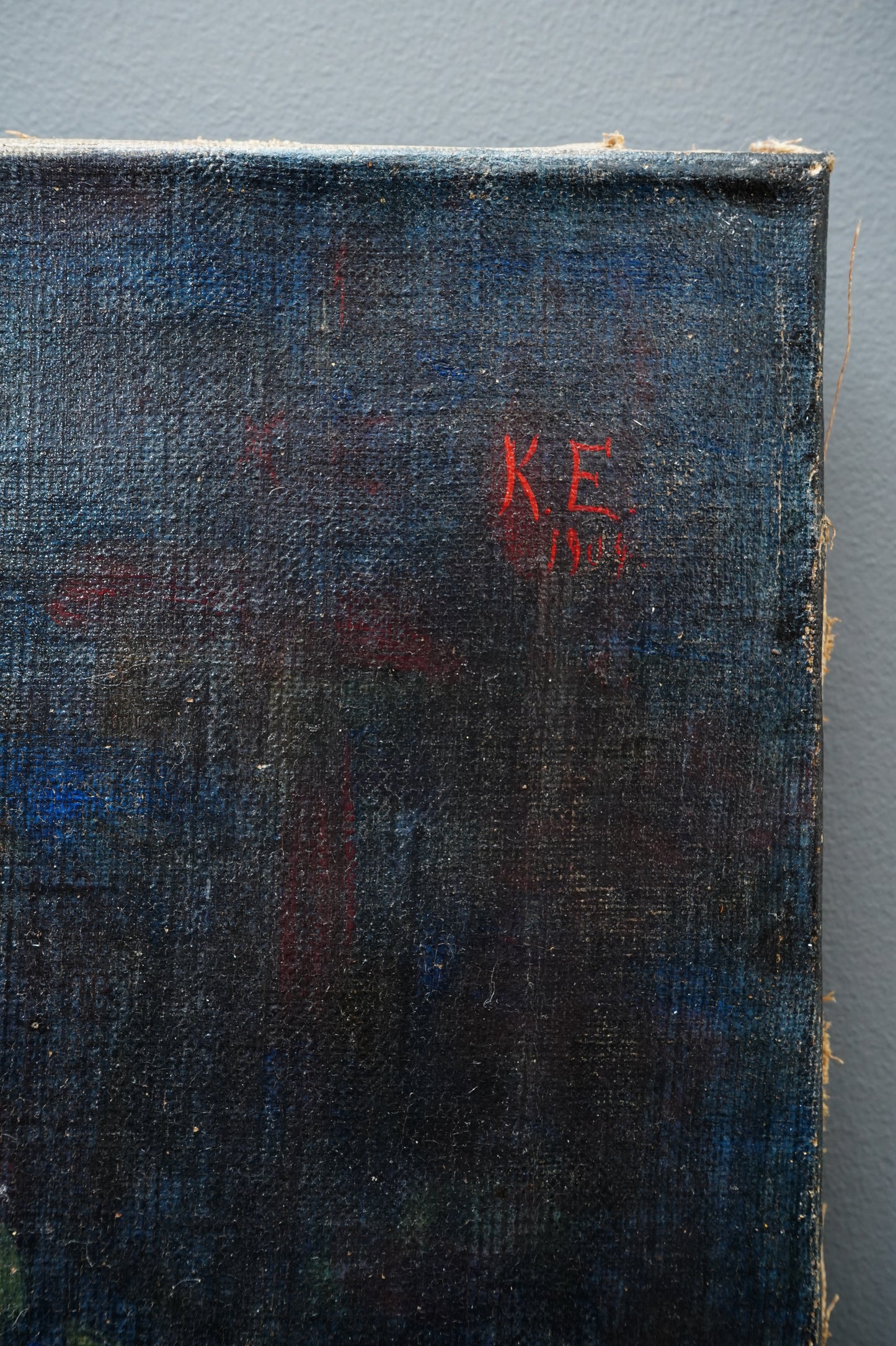 Antique 1904 Still Life Oil Painting on Canvas Signed K.E.