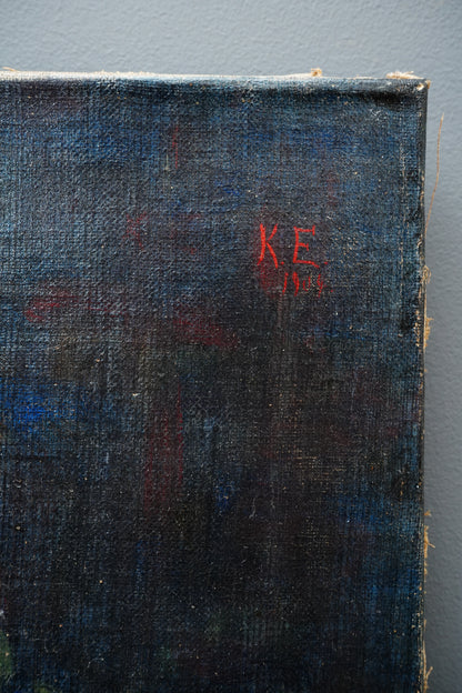 Antique 1904 Still Life Oil Painting on Canvas Signed K.E.